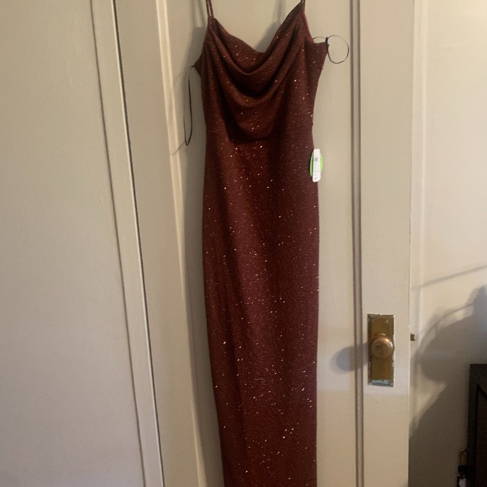 Long Formal Glitter Lace-Up Dress